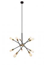  LD8003D28BK - Axel Collection Chandelier D27.2 H32.5 Lt:10 Black and Brass Finish