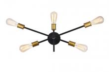  LD8003W24BK - Axel Collection Wall Sconce D24.7 H9.9 Lt:5 Black and Brass Finish