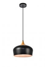  LDPD2005 - Nora Collection Pendant D11.5in H9in Lt:1 Black and Natural Wood Finish
