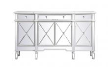 Elegant MF6-1001AW - 60 inch mirrored credenza in antique white