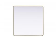 Elegant MR8A4848BRA - R Corner Square Mirror 48"x48"x2" Brass