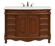 Elegant VF-1040-VW - 48 inch Single Bathroom vanity in Teak Color with ivory white engineered marble