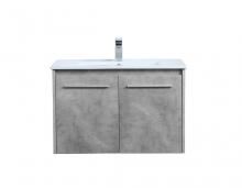 Elegant VF44030CG - 30 inch  Single Bathroom Floating Vanity in Concrete Grey