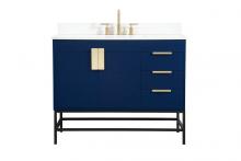 Elegant VF48842MBL-BS - 42 inch Single bathroom vanity in blue with backsplash