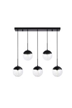  LD6081BK - Eclipse 5 Lights Black Pendant With Clear Glass