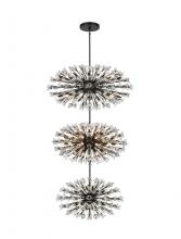 Elegant 2500G50L3BK - Vera 50 inch three tiers crystal starburst chandelier in black