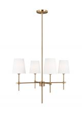  3187204-848 - Baker modern 4-light indoor dimmable ceiling small chandelier pendant light in satin brass gold fini