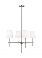  3187204-962 - Baker modern 4-light indoor dimmable ceiling small chandelier pendant light in brushed nickel silver