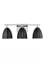  4451703-05 - Norman modern 3-light indoor dimmable bath vanity wall sconce in chrome silver finish with midnight
