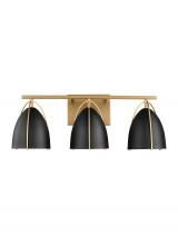 4451703-848 - Norman modern 3-light indoor dimmable bath vanity wall sconce in satin brass gold finish with midnig