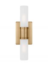 4465002-848 - Keaton modern industrial 2-light indoor dimmable small bath vanity wall sconce in satin brass gold f