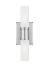  4465002-962 - Keaton modern industrial 2-light indoor dimmable small bath vanity wall sconce in brushed nickel sil