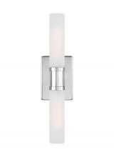  4565002-05 - Keaton modern industrial 2-light indoor dimmable medium bath vanity wall sconce in chrome finish wit
