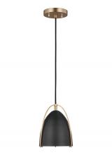  6151701EN3-848 - Norman modern 1-light LED indoor dimmable mini ceiling hanging single pendant light in satin brass g