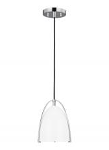  6151801EN3-05 - Norman modern 1-light LED indoor dimmable mini ceiling hanging single pendant light in chrome silver