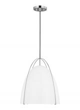  6651801-05 - Norman modern 1-light indoor dimmable large ceiling hanging single pendant light in chrome silver fi