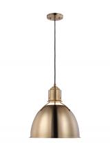  6680301-848 - Huey modern 1-light indoor dimmable ceiling hanging single pendant light in satin brass gold finish