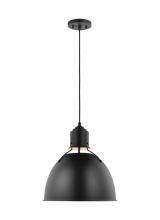  6680301EN3-112 - Huey modern 1-light LED indoor dimmable ceiling hanging single pendant light in midnight black finis
