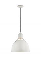  6680301EN3-817 - Huey modern 1-light LED indoor dimmable ceiling hanging single pendant light in antique white finish
