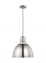  6680301EN3-962 - Huey modern 1-light LED indoor dimmable ceiling hanging single pendant light in brushed nickel silve