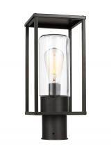  8231101-71 - Vado modern 1-light outdoor post lantern in antique bronze finish with clear glass panels