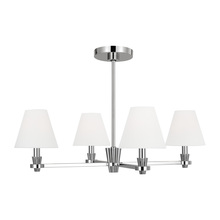  AC1114PN - Paisley transitional dimmable indoor medium 4-light chandelier in a polished nickel finish with whit