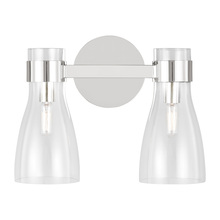  AEV1002PN - Moritz mid-century modern 2-light indoor dimmable bath vanity wall sconce in polished nickel silver