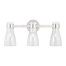  AEV1003PN - Moritz mid-century modern 3-light indoor dimmable bath vanity wall sconce in polished nickel silver