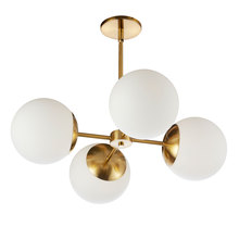 Dainolite DAY-244C-AGB - 4LT Chandelier, AGB w/ WH Opal Glass