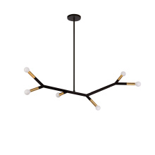 Dainolite MOR-396HP-MB-AGB - 6 Light Horizontal Pendant in Matte Black and Aged Brass