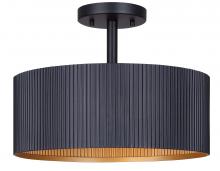 Canarm ISF1119A02BK - Rexton 13 in. 2-Light 60-Watt Modern Matte Black Semi-Flush Mount with Matte Black and Gold Metal