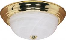  60/215 - 3 Light - 15" Flush with Alabaster Glass - Polished Brass Finish