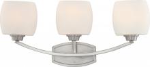 Nuvo 60/4183 - Helium - 3 Light Vanity with Satin White Glass - Brushed Nickel Finish