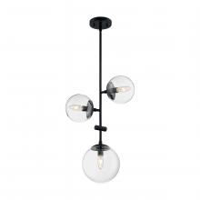  60/7134 - Sky - 3 Light Pendant with Clear Glass - Matte Black Finish