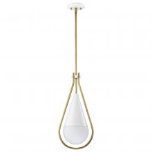 Nuvo 60/7923 - Admiral 1 Light Pendant; 10 Inches; Matte White and Natural Brass Finish; White Opal Glass