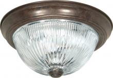  SF76/608 - 3 Light - 15" Flush with Ribbed Glass - Old Bronze Finish