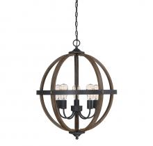 Savoy House Meridian M70041WB - 5-Light Pendant in Wood with Black