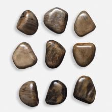  04323 - Uttermost Pebbles Walnut Wood Wall Décor, S/9