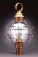 Northeast Lantern 2853-AB-LT3-CLR - Caged Round Post Antique Brass 3 Candelabra Sockets Clear Glass