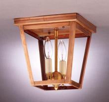 Northeast Lantern 7324-AC-LT2-CSG - Square Flush Antique Copper 2 Candelabra Sockets Clear Seedy Glass